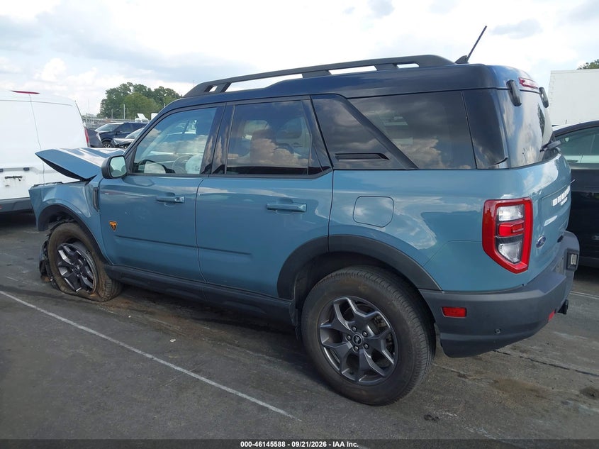Vin: 3fmcr9d97nrd71689, lot: 46645345, ford bronco sport badlands 20223