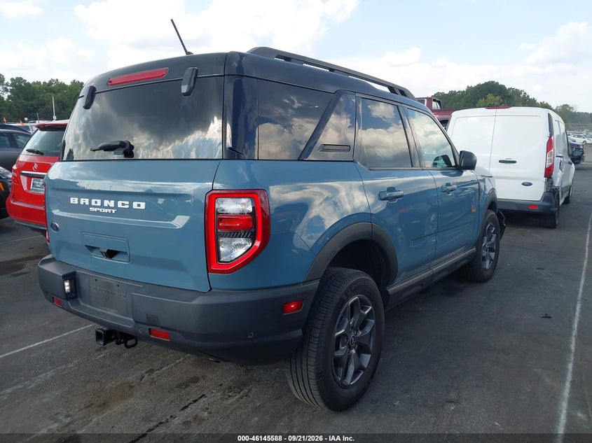 Vin: 3fmcr9d97nrd71689, lot: 46645345, ford bronco sport badlands 20224