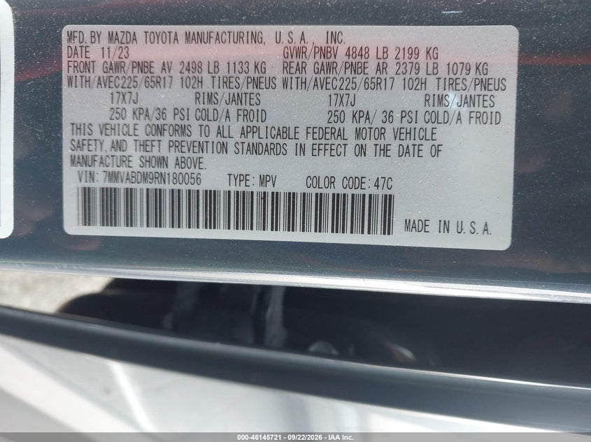 MAZDA CX-50 2024 VIN 7MMVABDM9RN180056