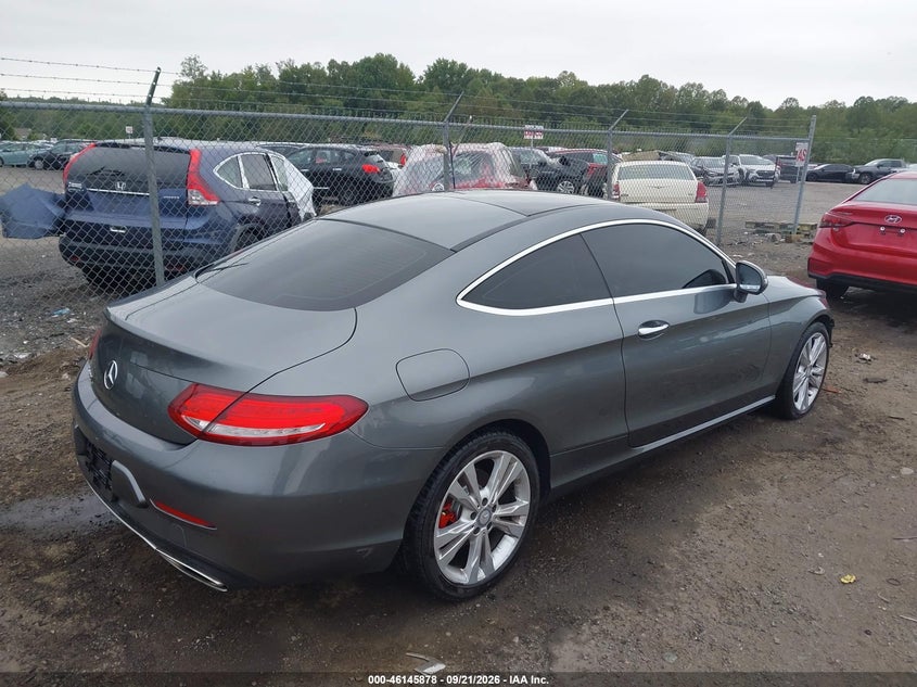 Vin: wddwj4kb4hf397580, lot: 46645634, mercedes-benz c 300 4matic 20174