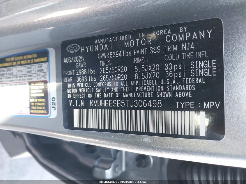GENESIS GV80 2026 VIN KMUHBESB5TU306498