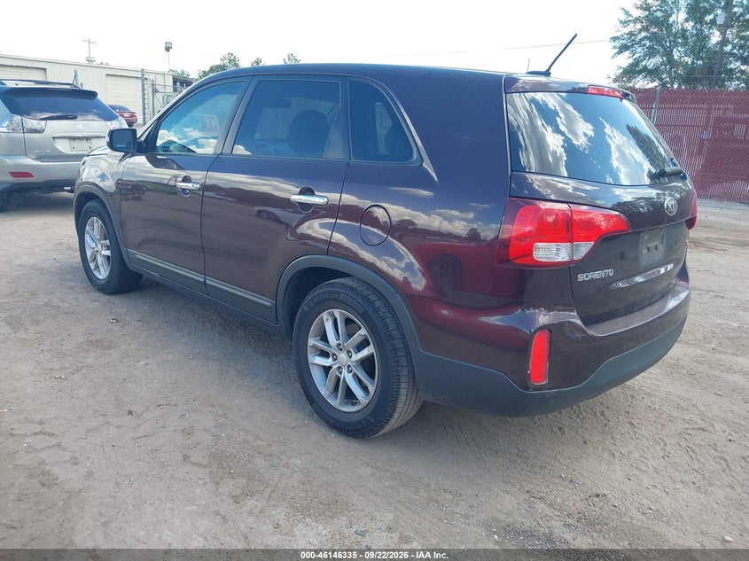 Vin: 5xykt4a64eg425295, lot: 46646092, kia sorento lx 20143