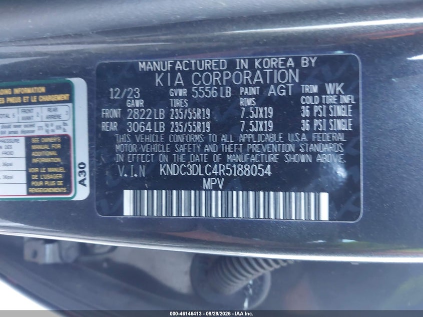 KIA EV6 2024 VIN KNDC3DLC4R5188054