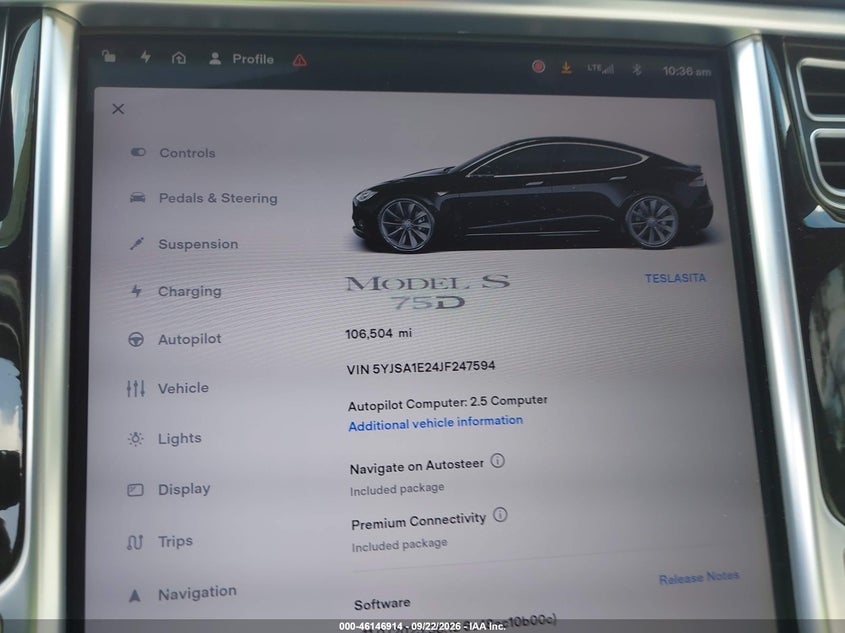 TESLA MODEL S 2018 VIN 5YJSA1E24JF247594