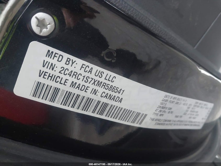 CHRYSLER PACIFICA 2021 VIN 2C4RC1S7XMR586541