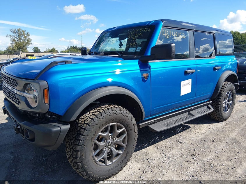 Vin: 1fmee9bp8slb39201, lot: 46648909, ford bronco badlands 20252