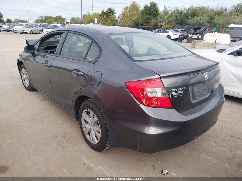 Vin: jhmfb2f55cs000800, lot: 46649028, honda civic lx 20123