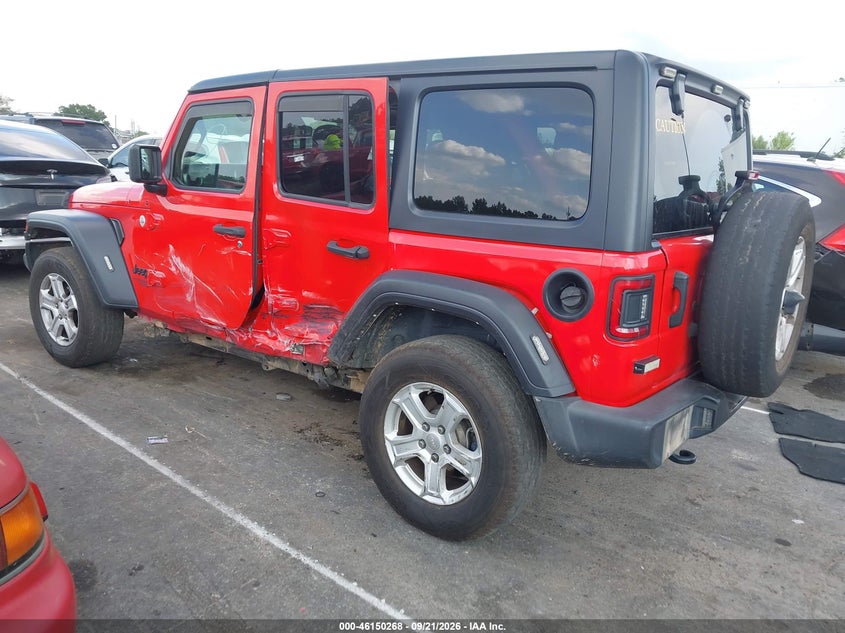 Vin: 1c4hjxkn1mw672783, lot: 46650053, jeep wrangler unlimited sport 20213