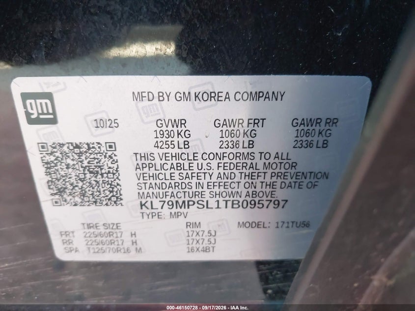 CHEVROLET TRAILBLAZER 2026 VIN KL79MPSL1TB095797