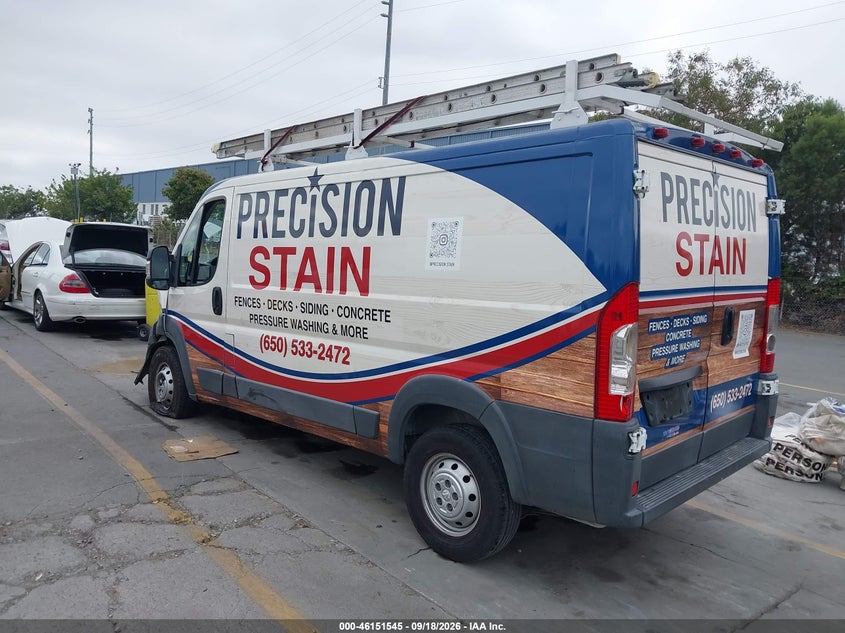 Vin: 3c6trvag7fe514673, lot: 46651330, ram promaster 1500 low roof 20153