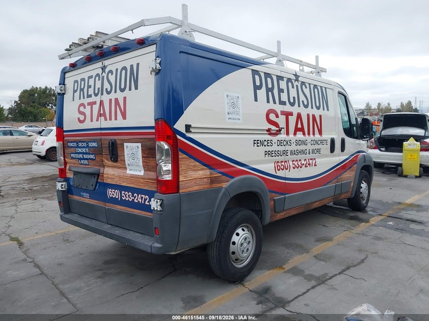Vin: 3c6trvag7fe514673, lot: 46651330, ram promaster 1500 low roof 20154