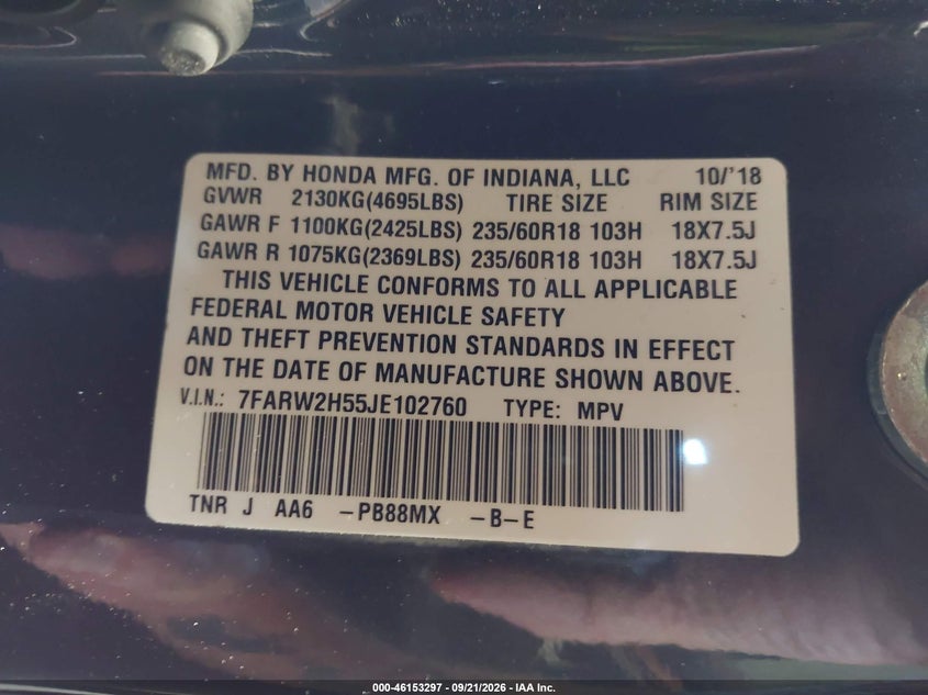 2018 HONDA CR-V EX · Фото 9