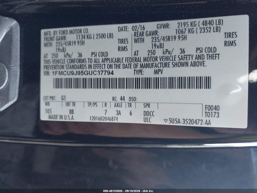 2016 FORD ESCAPE TITANIUM · Фото 9