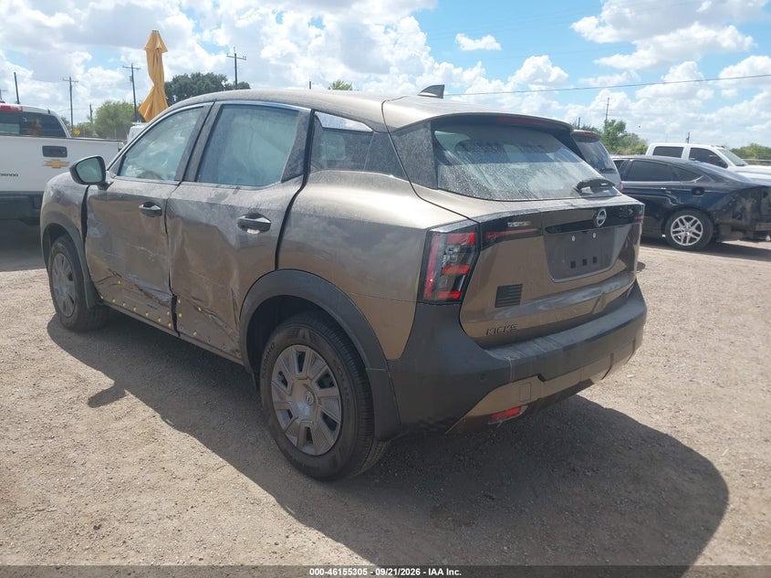 Vin: 3n8ap6ba3sl399960, lot: 46655104, nissan kicks s fwd 20253