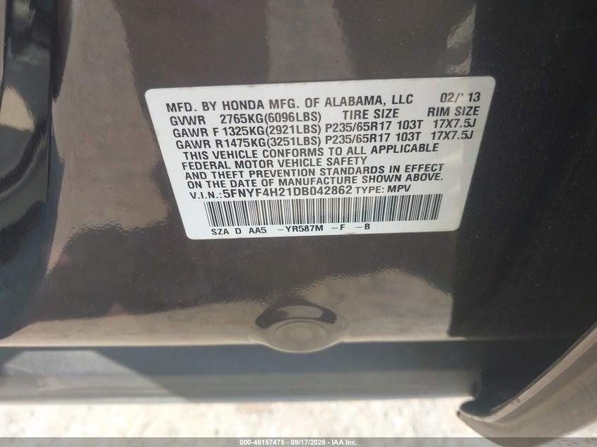 2013 HONDA PILOT LX · Фото 9