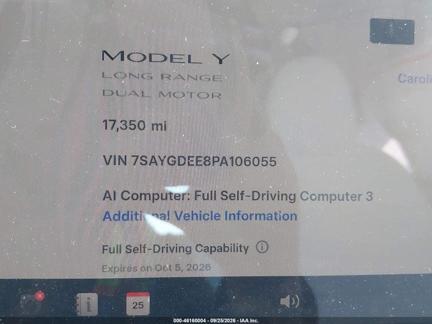TESLA MODEL Y 2023 VIN 7SAYGDEE8PA106055