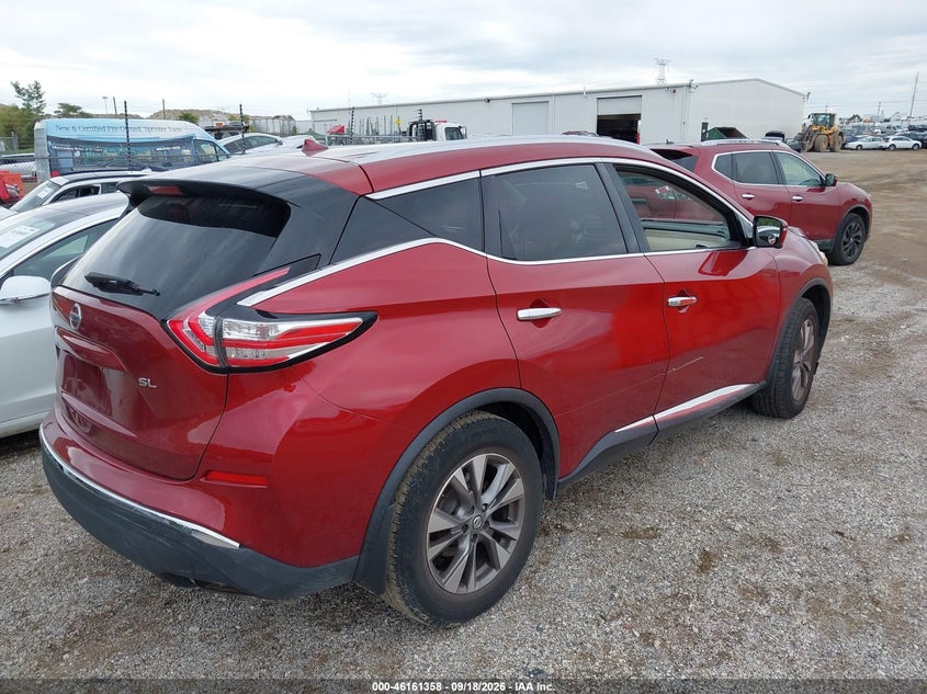 Vin: 5n1az2mg1gn130522, lot: 46661157, nissan murano sl 20164