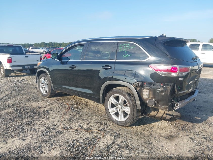 Vin: 5tdykrfh8es009600, lot: 46661334, toyota highlander limited v6 20143