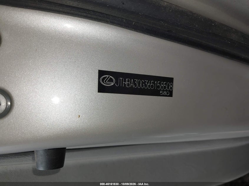 LEXUS ES 330 2006 VIN JTHBA30G365158508