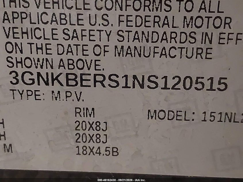 CHEVROLET BLAZER 2022 VIN 3GNKBERS1NS120515