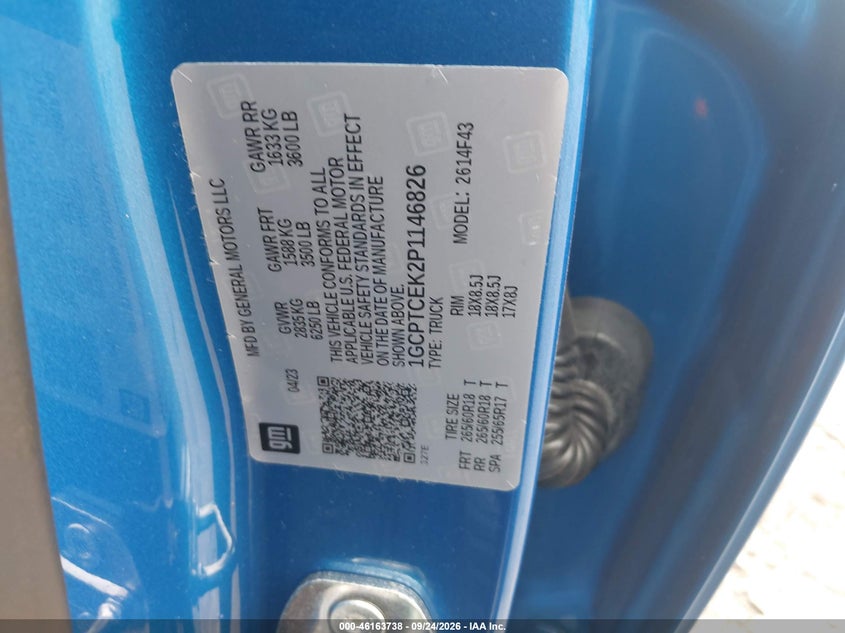 CHEVROLET COLORADO 2023 VIN 1GCPTCEK2P1146826