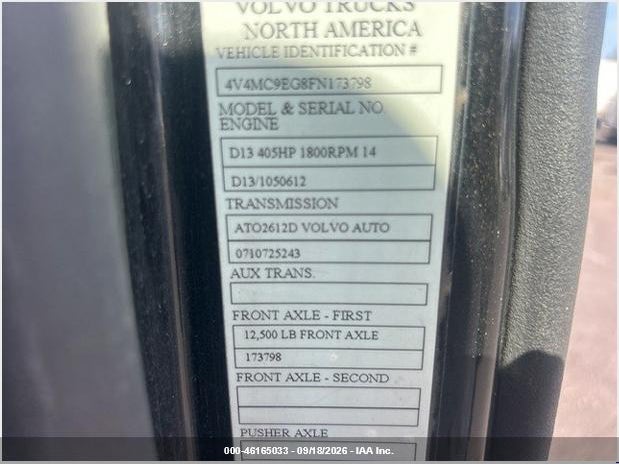 2015 VOLVO VN auction photo 8