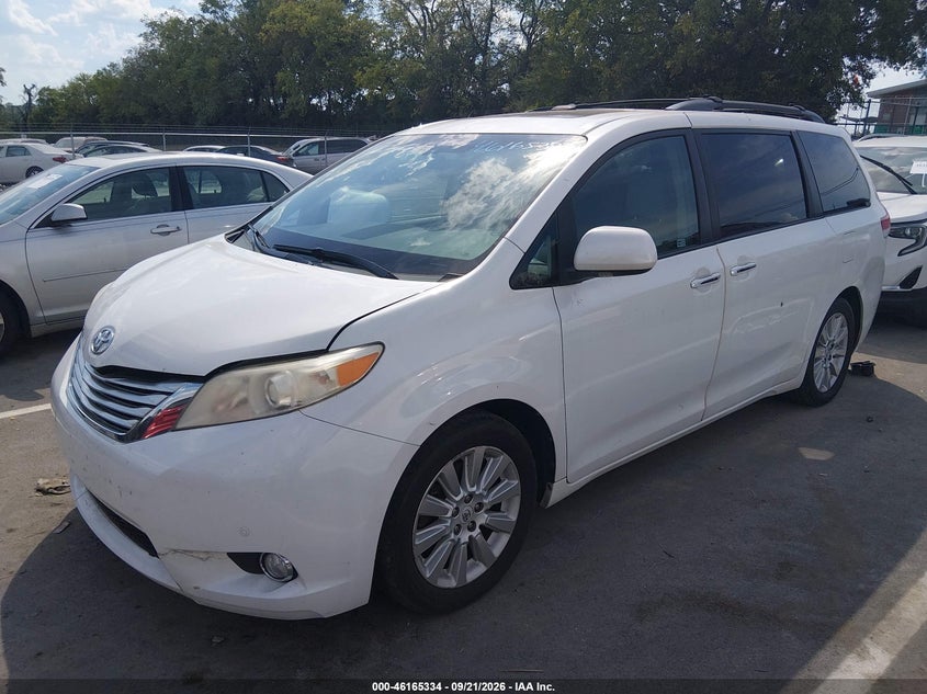 Vin: 5tdyk3dc6bs116550, lot: 46665176, toyota sienna ltd 20112
