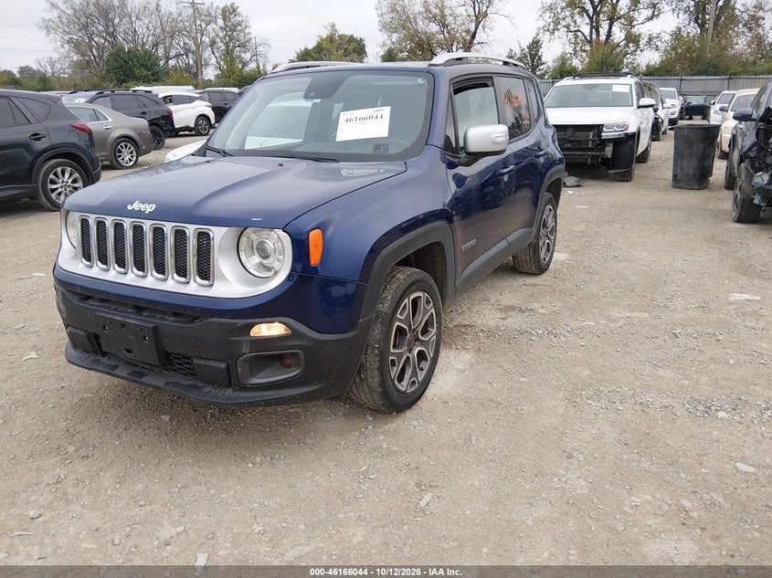 Vin: zaccjbdbxjpg76095, lot: 46665886, jeep renegade limited 4x4 20182