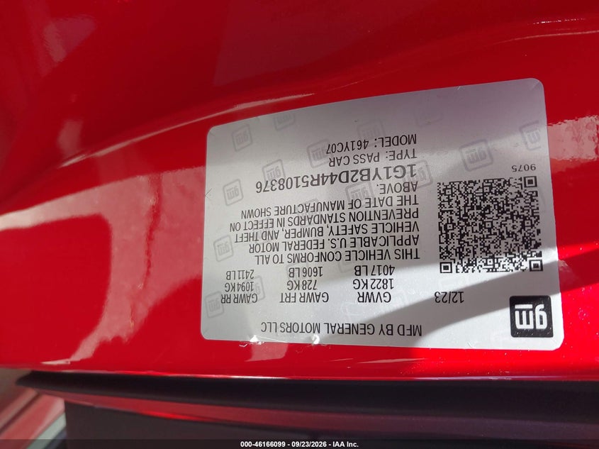 CHEVROLET CORVETTE STINGRAY 2024 VIN 1G1YB2D44R5108376