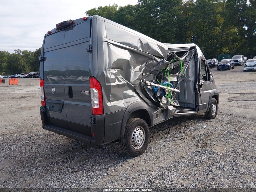 Vin: 3c6lrvdg3te155152, lot: 46665965, ram promaster 2500 tradesman high roof 159 wb w/pass seat 20264