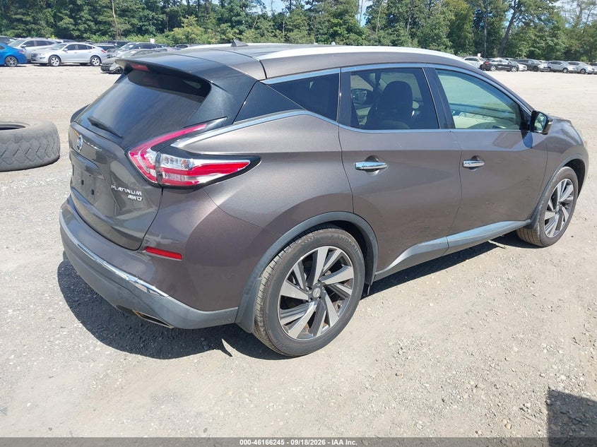 Vin: 5n1az2mh2fn205686, lot: 46666087, nissan murano platinum 20154