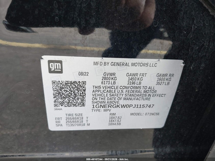 CHEVROLET TRAVERSE 2023 VIN 1GNERGKW0PJ115747