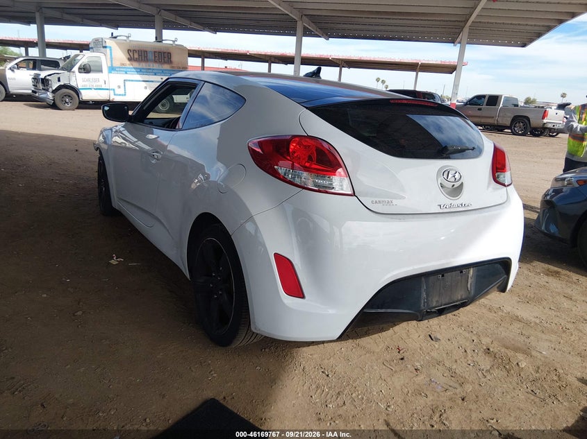 Vin: kmhtc6ad1hu315186, lot: 46669609, hyundai veloster value edition 20173