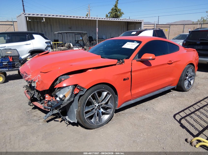 Vin: 1fa6p8cf8f5393509, lot: 46671399, ford mustang gt premium 20152