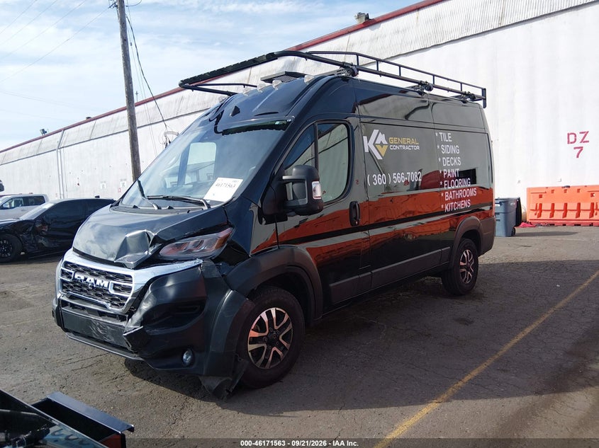Vin: 3c6lrvbgxse564041, lot: 46671405, ram promaster 1500 slt high roof 136 wb 20252