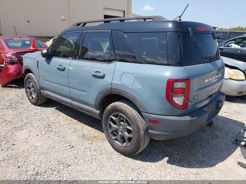 Vin: 3fmcr9d93mra32975, lot: 46672228, ford bronco sport badlands 20213