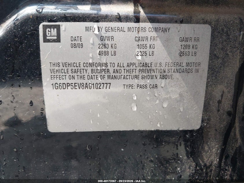 CADILLAC CTS 2010 VIN 1G6DP5EV8A0102777