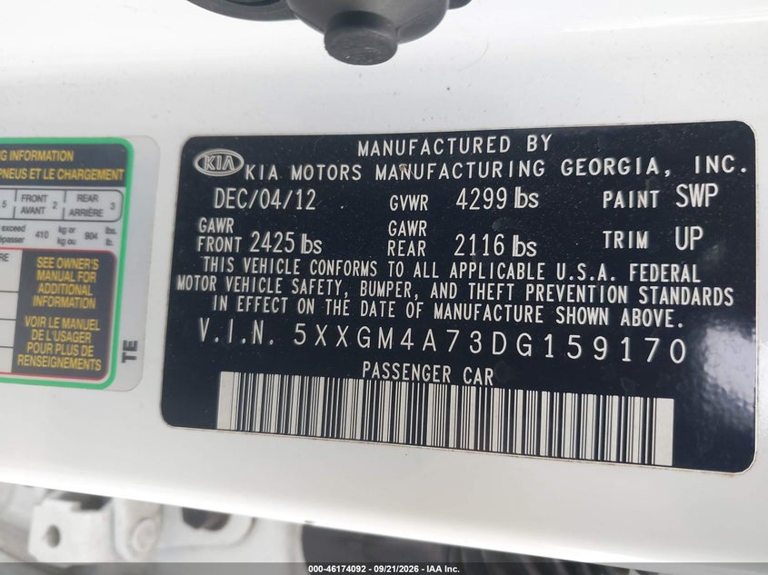 2013 KIA OPTIMA LX · Фото 9