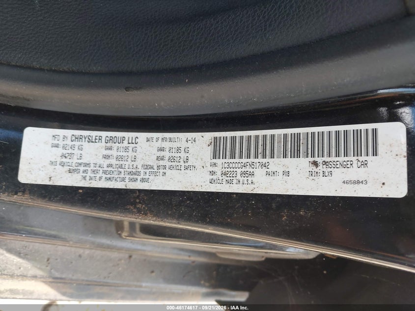 CHRYSLER 200 2015 VIN 1C3CCCCG4FN517042