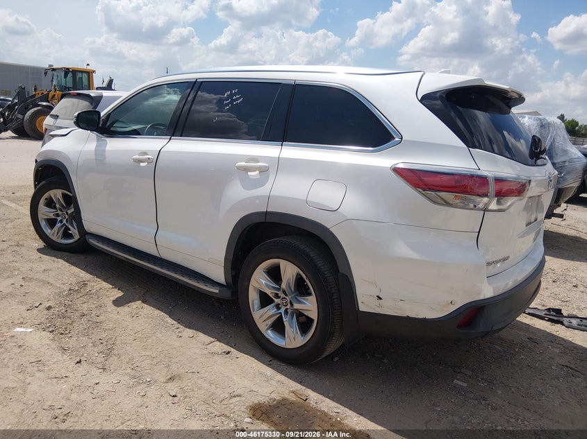 Vin: 5tdykrfh5gs141619, lot: 46675190, toyota highlander limited v6 20163