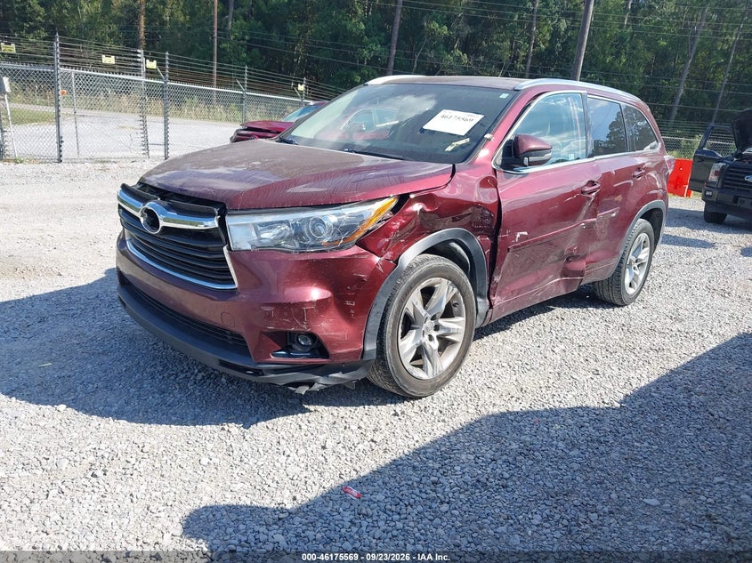 Vin: 5tdykrfh3fs044854, lot: 46675429, toyota highlander limited v6 20152