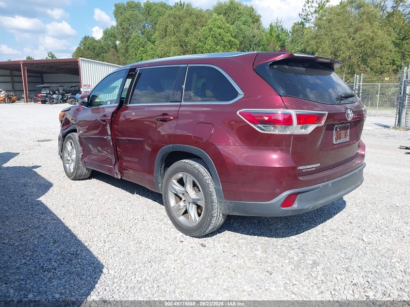 Vin: 5tdykrfh3fs044854, lot: 46675429, toyota highlander limited v6 20153