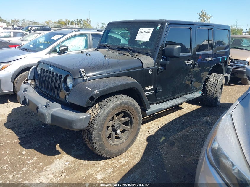 2014 Jeep Wrangler Unlimited Sahara, Left Rear, IAAI, VIN 1C4BJWEGXEL134485 — photo 2