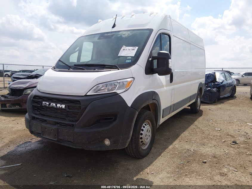 Vin: 3c6lrvdgxse506878, lot: 46676566, ram promaster 2500 tradesman high roof 159 wb w/pass seat 20252