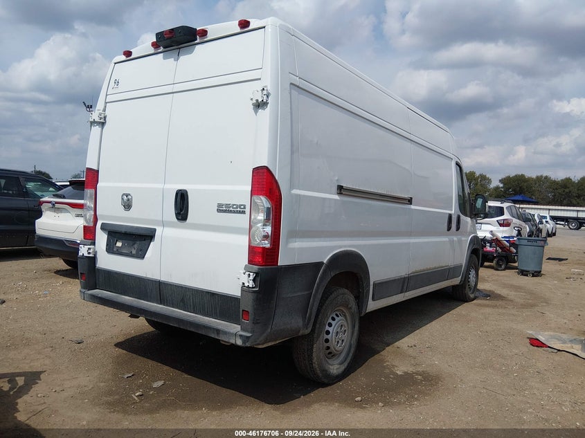 Vin: 3c6lrvdgxse506878, lot: 46676566, ram promaster 2500 tradesman high roof 159 wb w/pass seat 20254