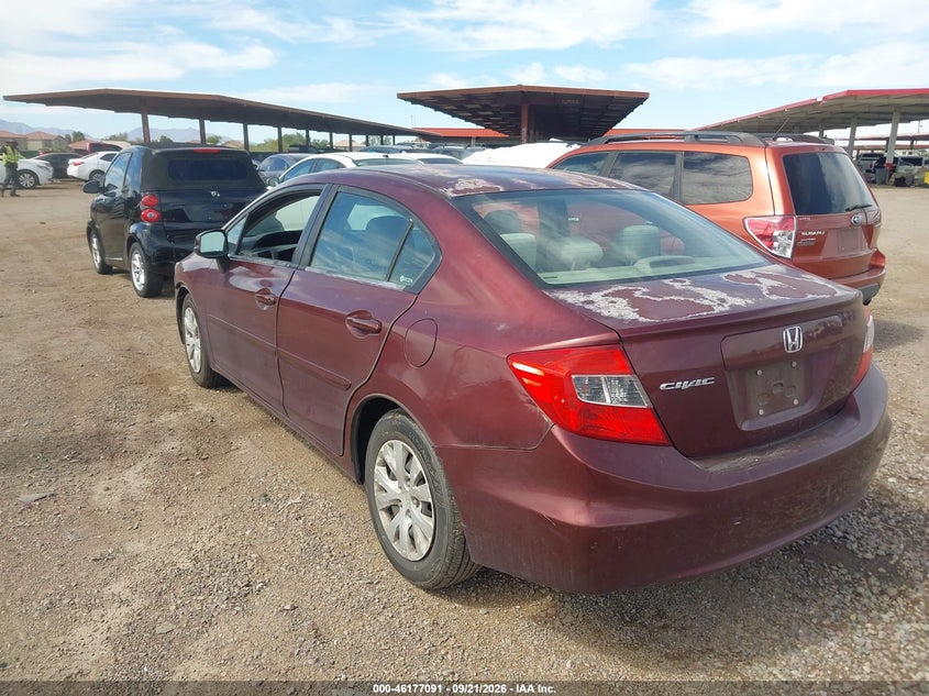 Vin: 2hgfb2f51ch596188, lot: 46676951, honda civic lx 20123