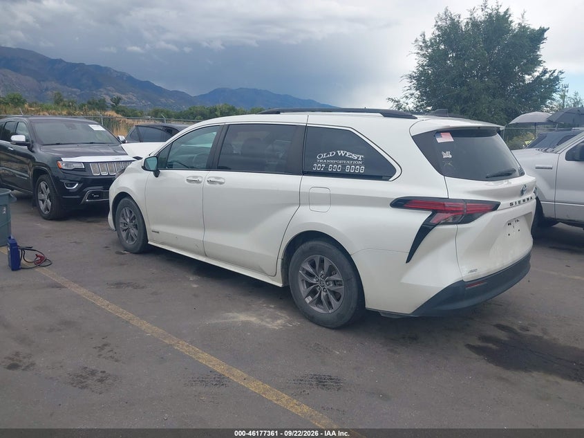 Vin: 5tdyskfc5ms016272, lot: 46677221, toyota sienna xle 20213