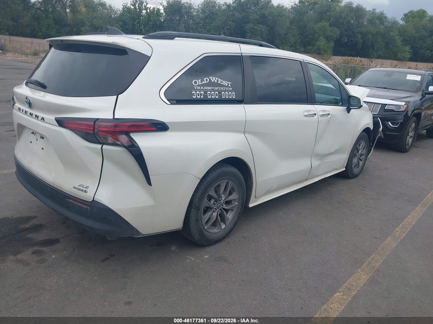 Vin: 5tdyskfc5ms016272, lot: 46677221, toyota sienna xle 20214
