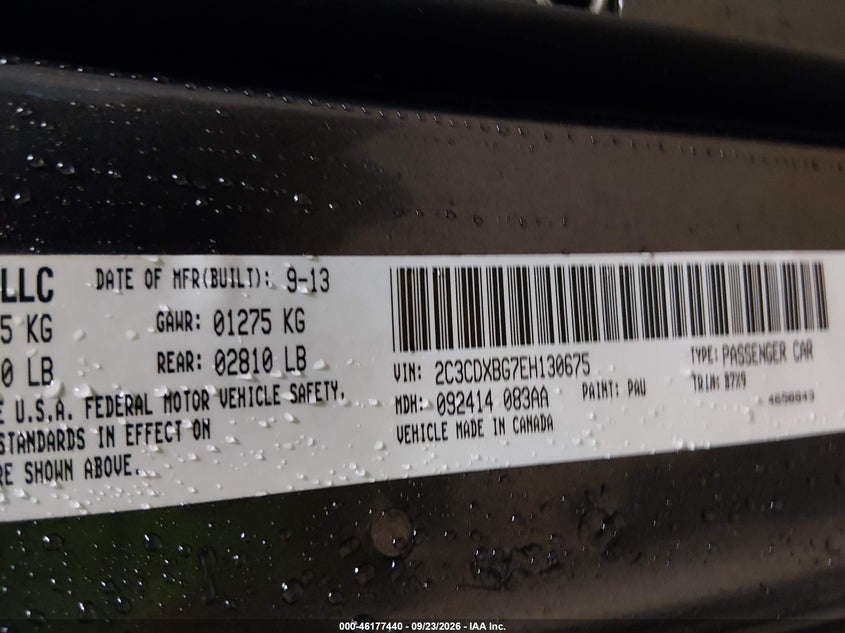 DODGE CHARGER 2014 VIN 2C3CDXBG7EH130675