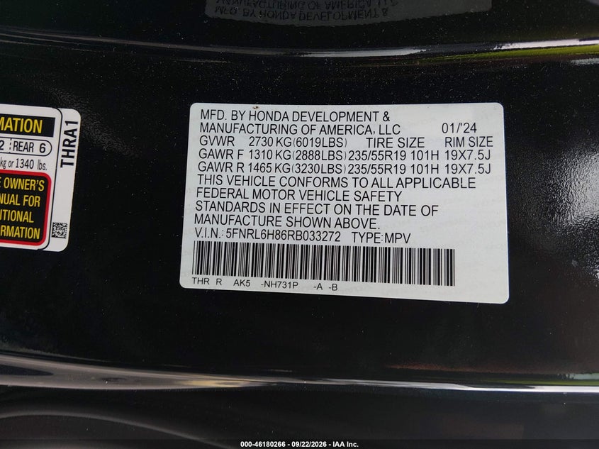 2024 HONDA ODYSSEY TOURING · Фото 9